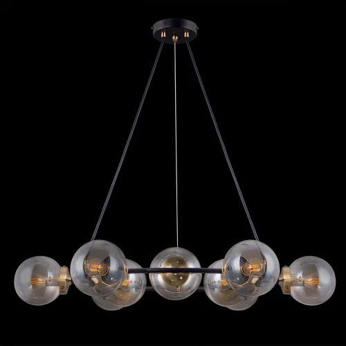 Люстра подвесная Планета CL105195 Citilux янтарная прозрачная на 9 ламп, основание венге в стиле современный лофт шар фото 2